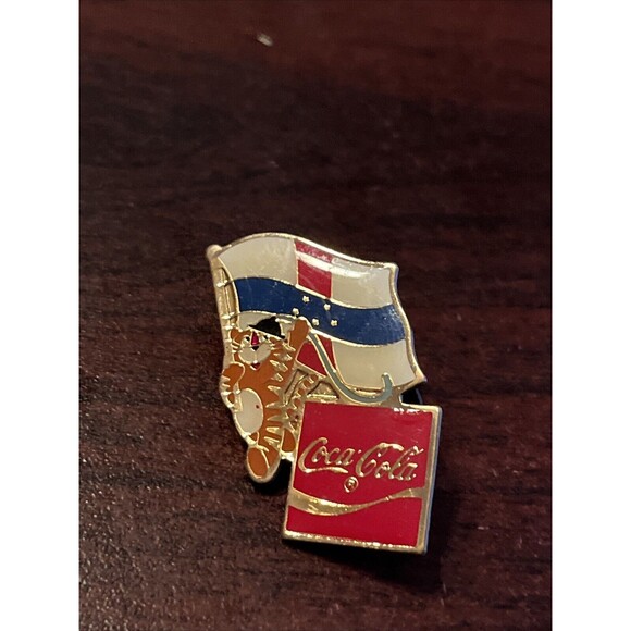 1988 Seoul Olympics‎ Coca Cola Hodori Tiger Netherlands Antilles Flag Lapel Pin - Picture 1 of 3